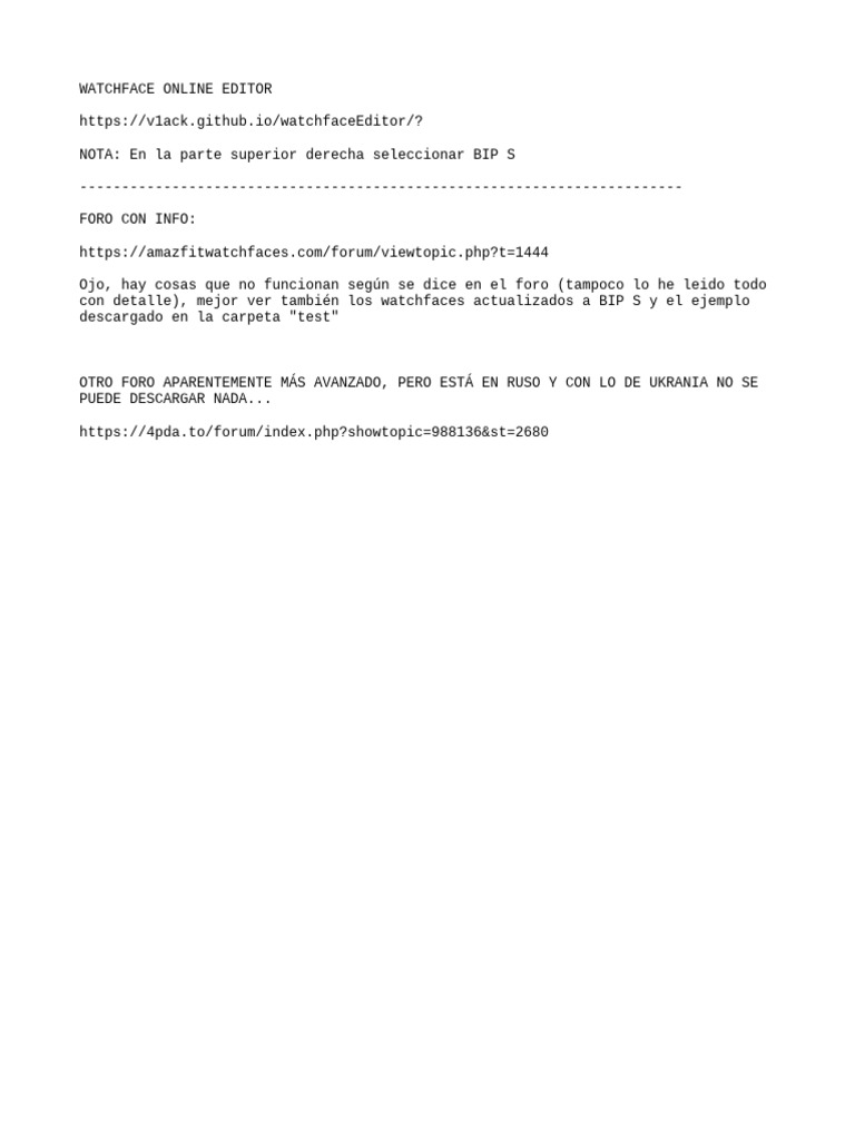 Watchface online editor pdf