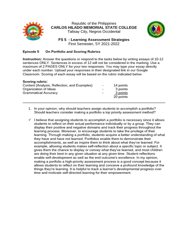 Portfolio & Rubric Assessment Guide | PDF | Rubric (Academic) | Learning