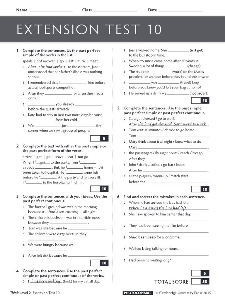 Unit 10 Extension Test PDF | PDF