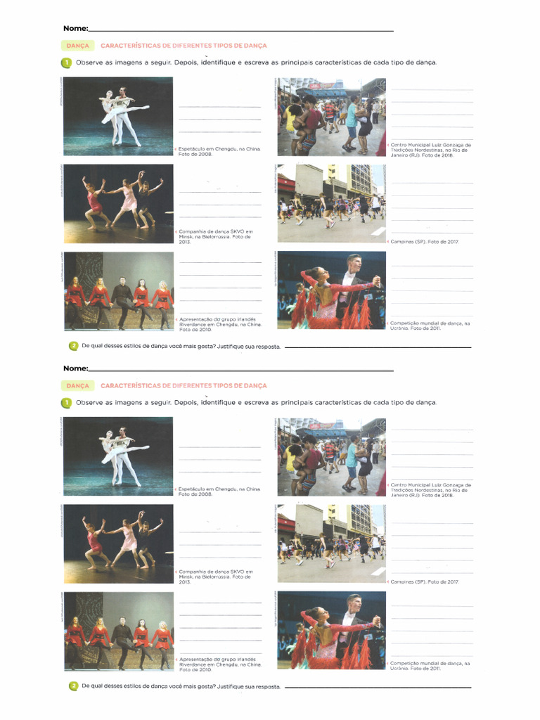 Atividade Tipos De Dança Pdf