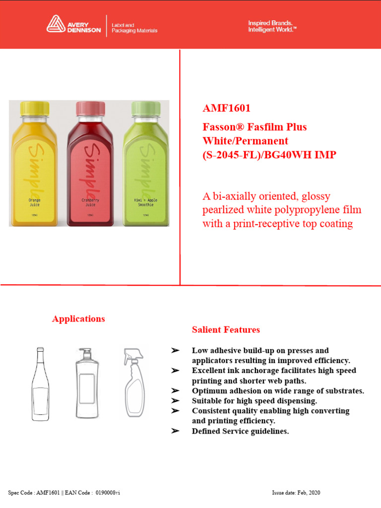 AMF1601 Avery Labels Substrate | PDF