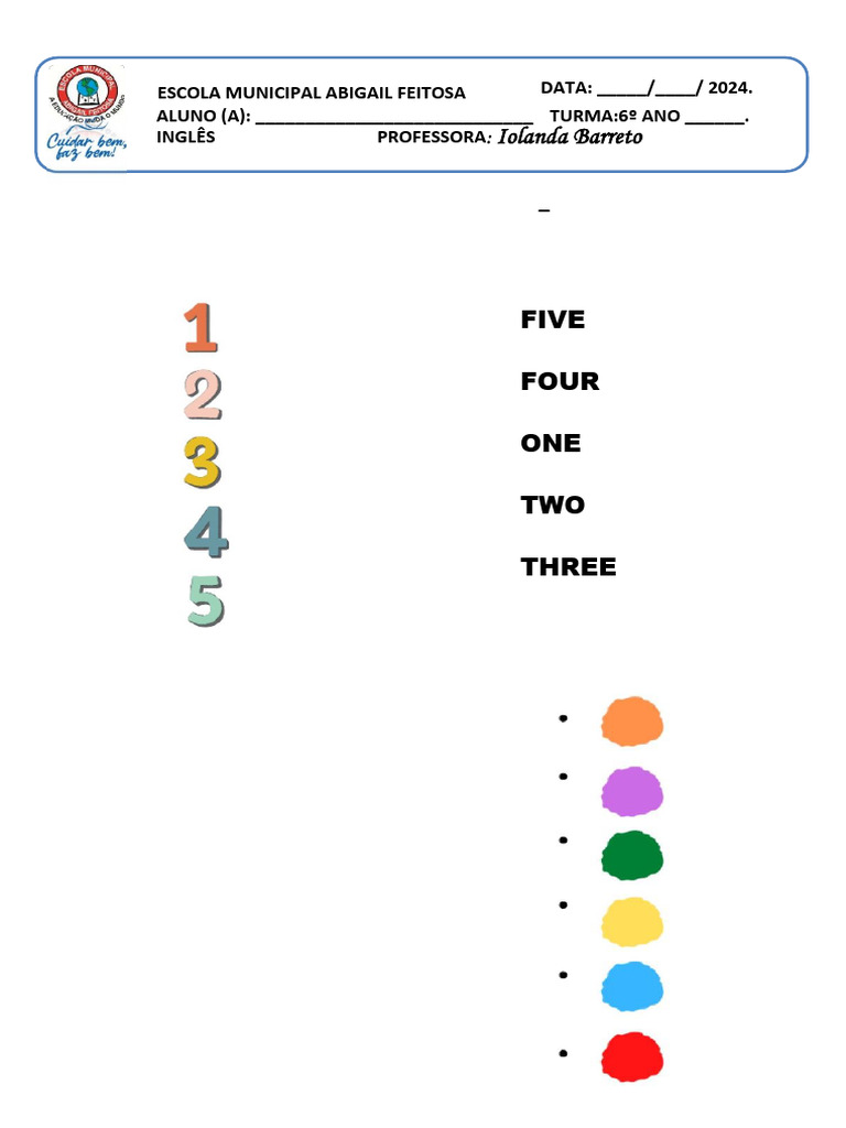 Atividade Avaliativa de Inglês 6 Ano Adaptada | PDF