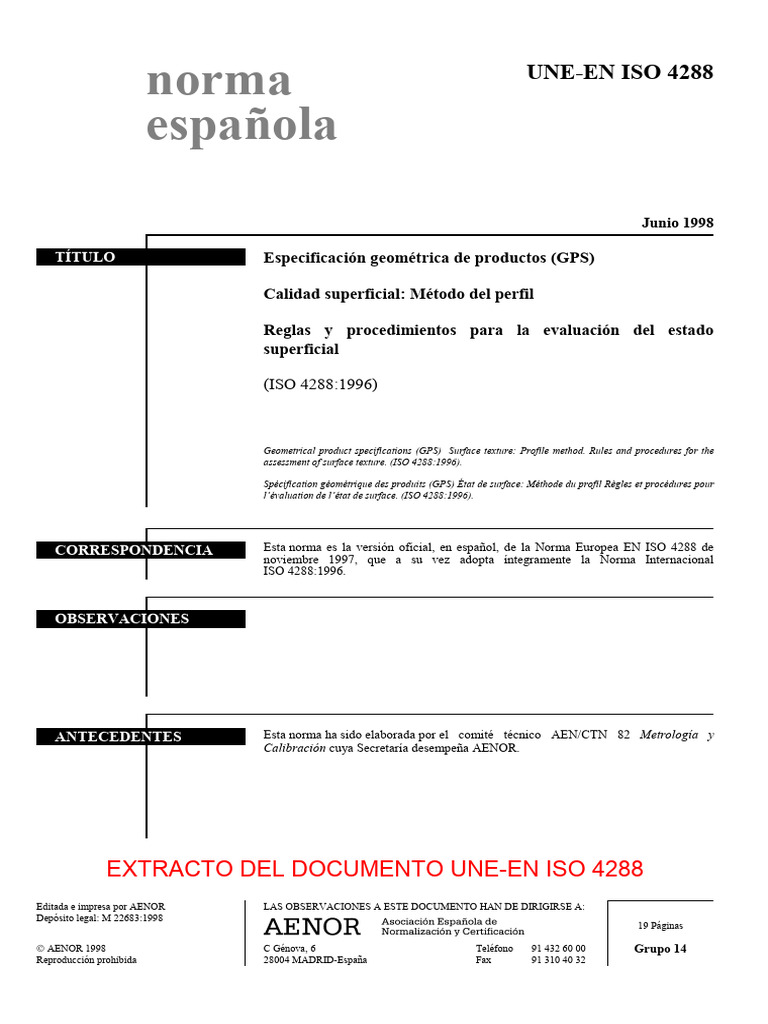 (Ex) Une-En Iso 4288 1998 | PDF