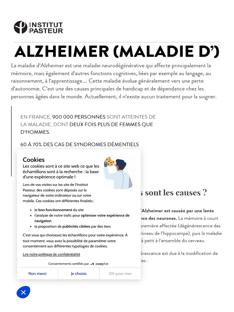 Comprendre la maladie d'Alzheimer | PDF | Maladie d'Alzheimer | Cookie ...