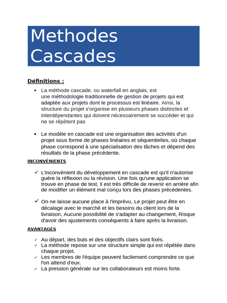 Methodes Cascades Pdf