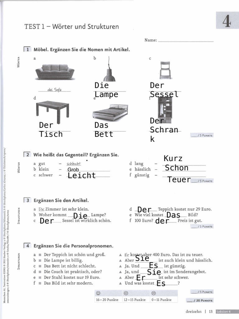 Menschen A1 Testtrainer Ocr 15 17 | PDF