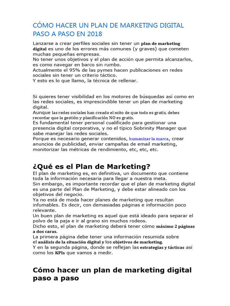 Guía para un Plan de Marketing Digital | PDF | Análisis FODA ...