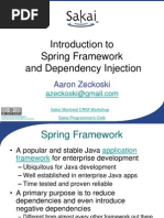 Introduction To Spring Framework and Dependency Injection: Aaron Zeckoski