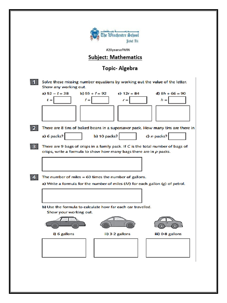 Topic - Algebra | PDF