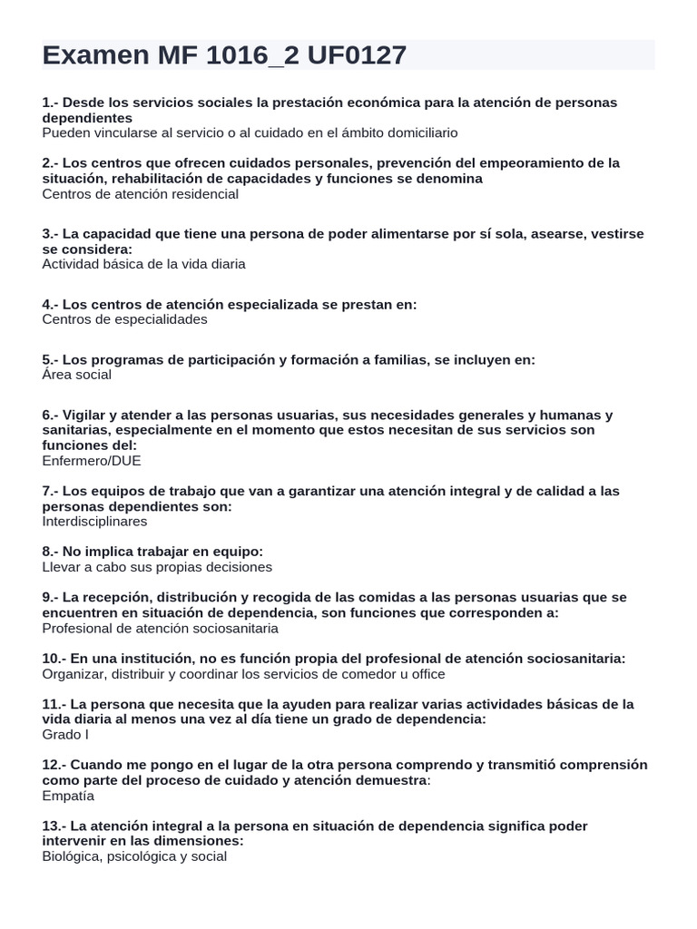 Examen MF 1016 - 2 UF0127 | PDF