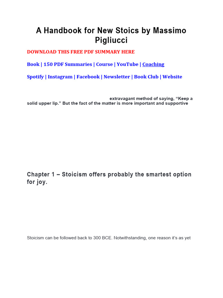 A Handbook For New Stoics by Massimo Pigliucci | PDF