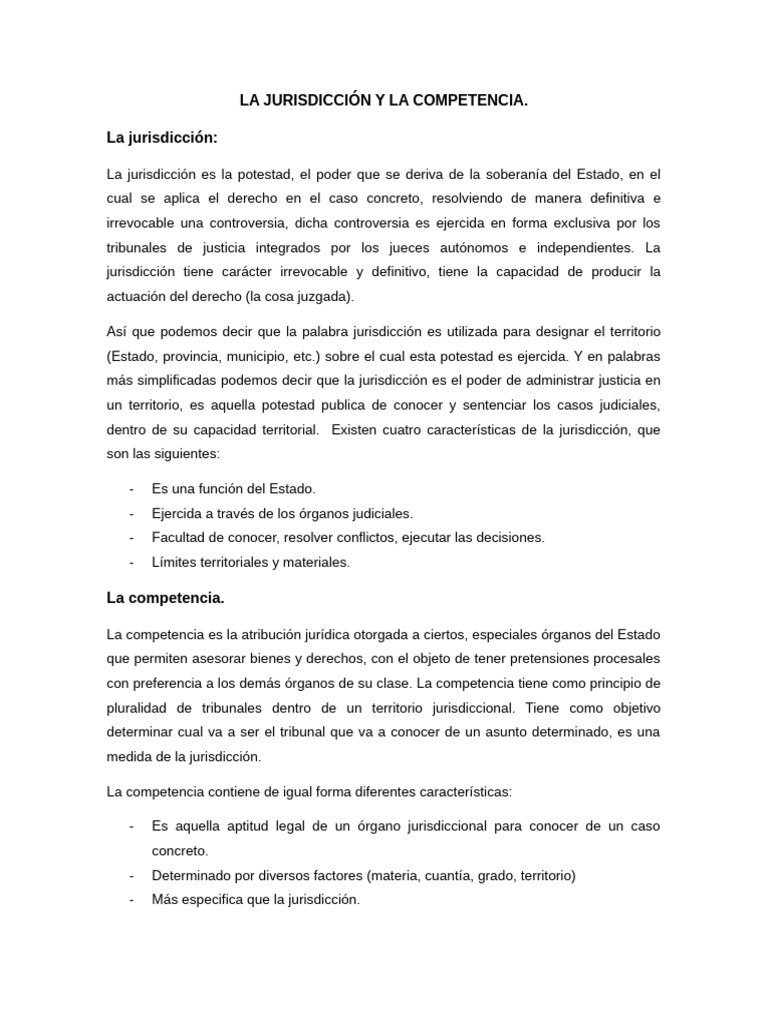 Analisis de Jurisdicción y Competencia | PDF | Jurisdicción | Ley ...