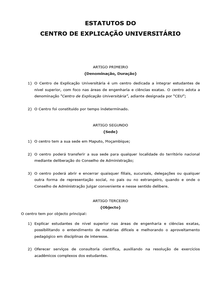 Modelo Estatuto Padrao | PDF