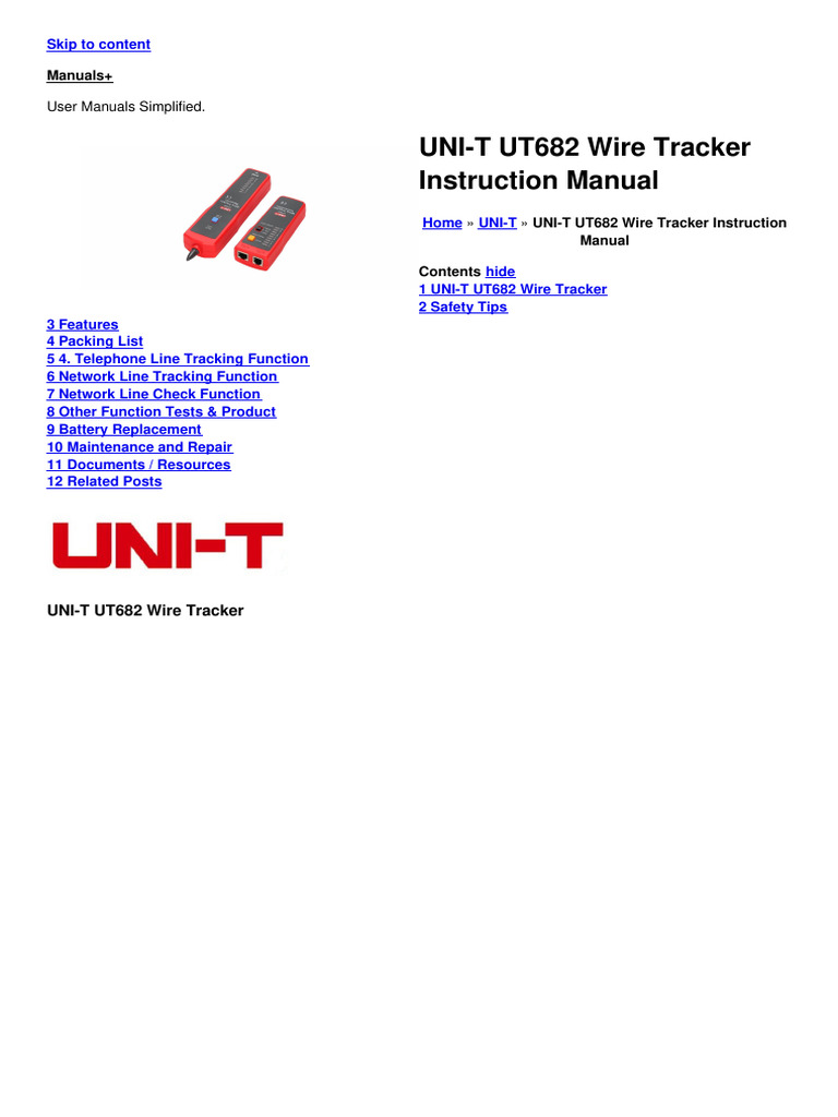 Ut682 Wire Tracker Manual | PDF