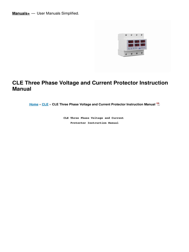 Three Phase Voltage and Current Protector Manual | PDF