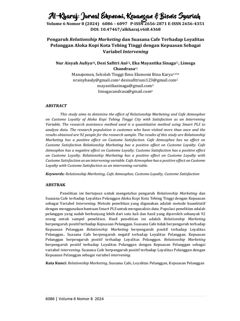 Al-Kharaj: Jurnal Ekonomi, Keuangan & Bisnis Syariah | PDF