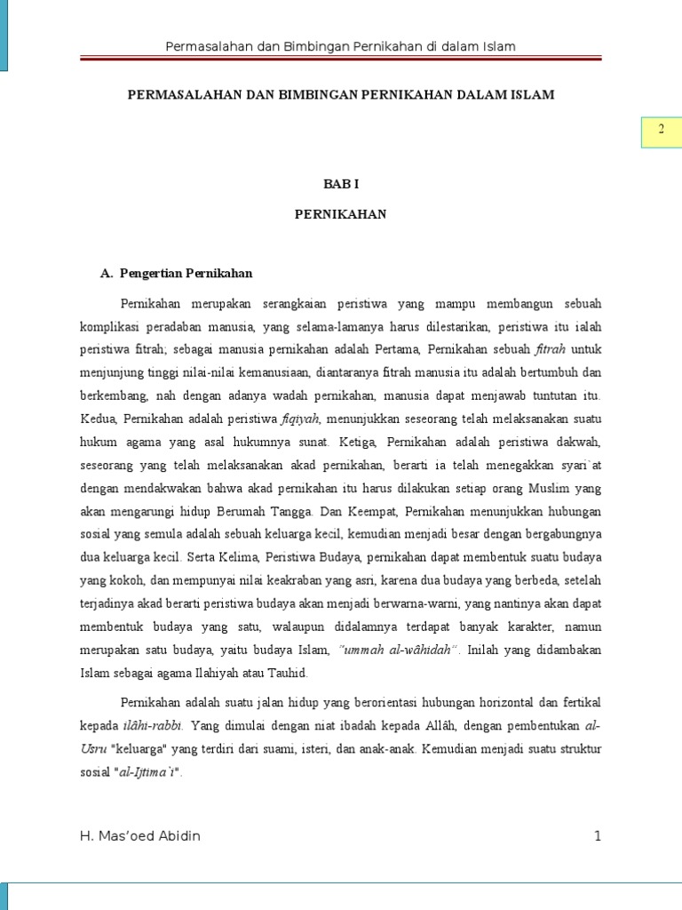 Permasalahan Dan Bimbingan Pernikahan Di Dalam Islam
