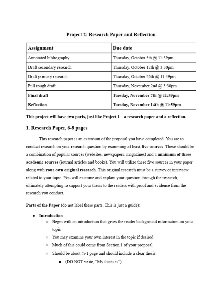 Project 2 - Research Paper and Reflection | PDF