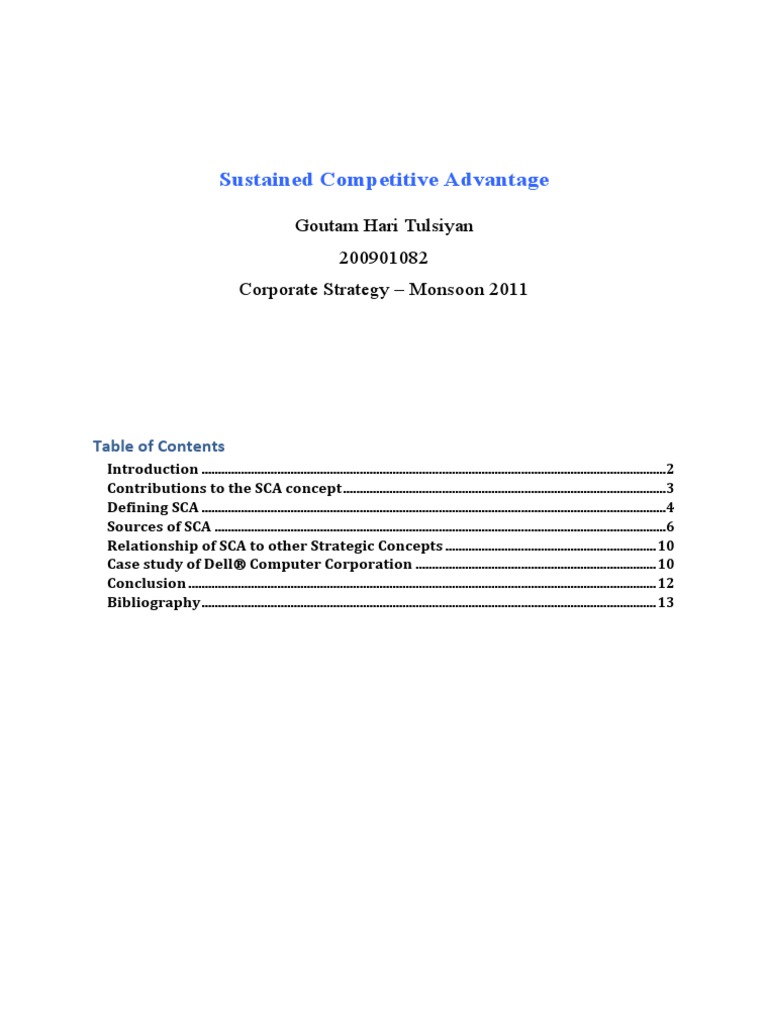 Term Paper | PDF | Competitive Advantage | Dell