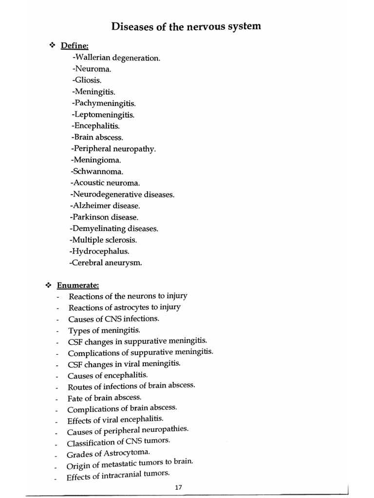 Pathology mcq cns pdf