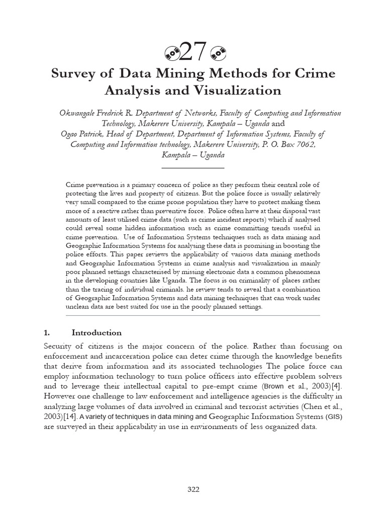 Survey of Data Mining Methods For Crime Analysis and Visualization ...