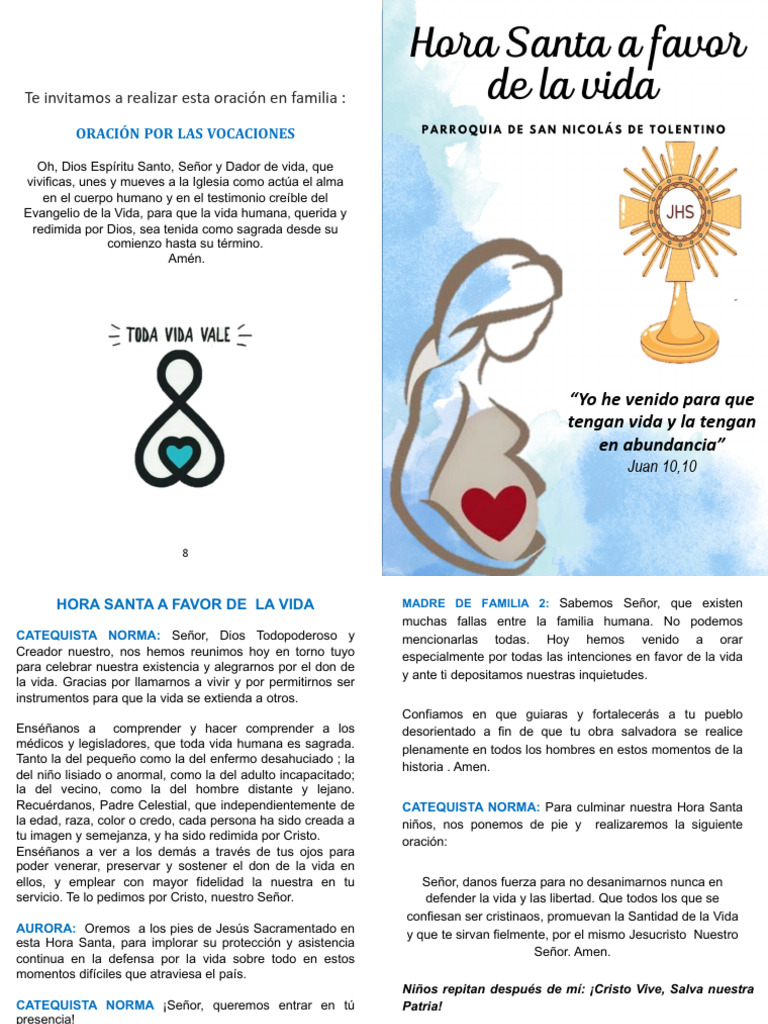 Hora Santa POR LA VIDA | PDF