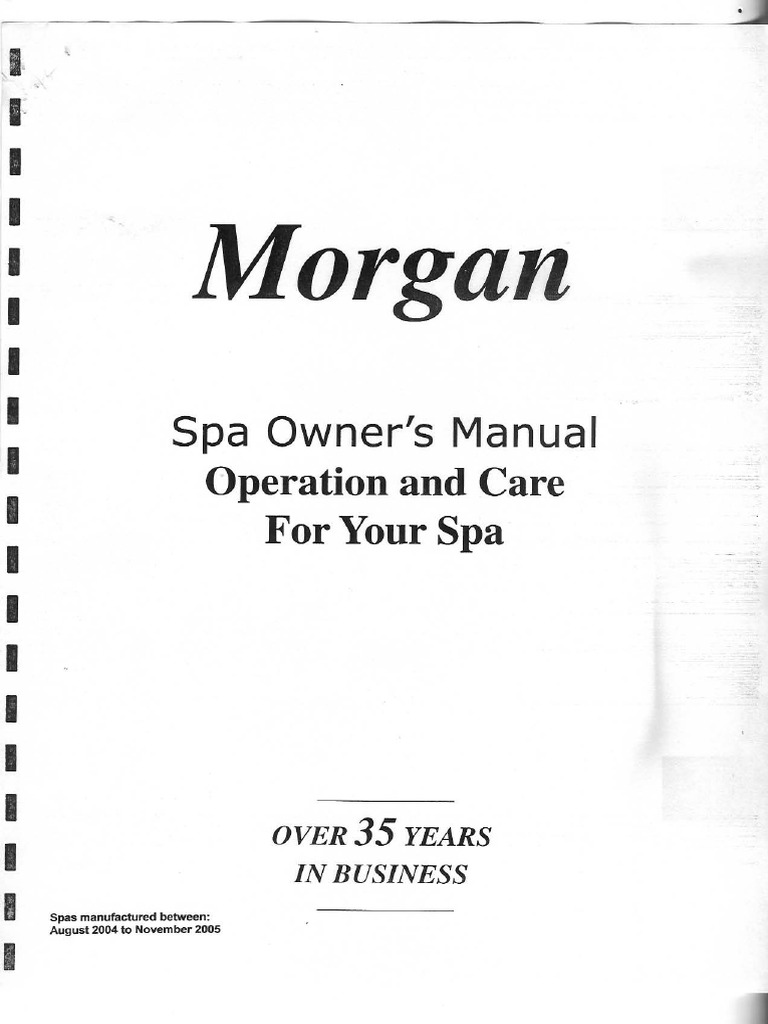 Morgan Spa Owners Manual 08-04 - 11-06 | PDF