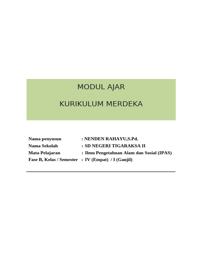 Modul Ajar IPAS Kelas 4 Kurikulum Merdeka | PDF