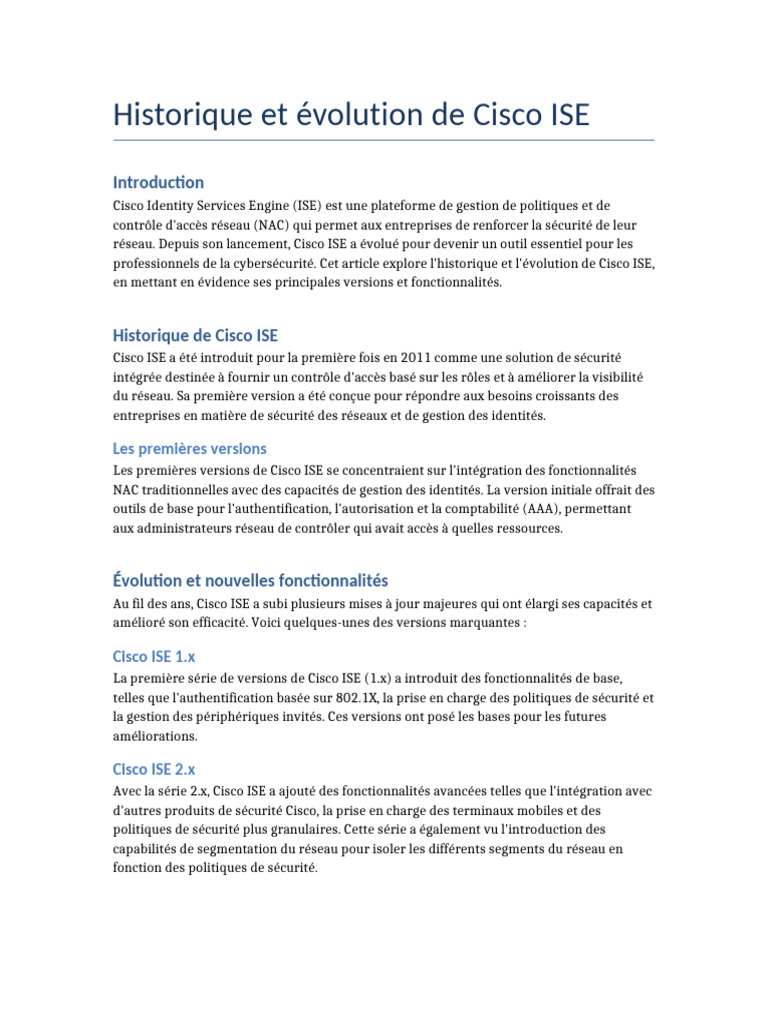 Historique de Cisco ISE et ses versions | PDF | Sécurité des systèmes d ...