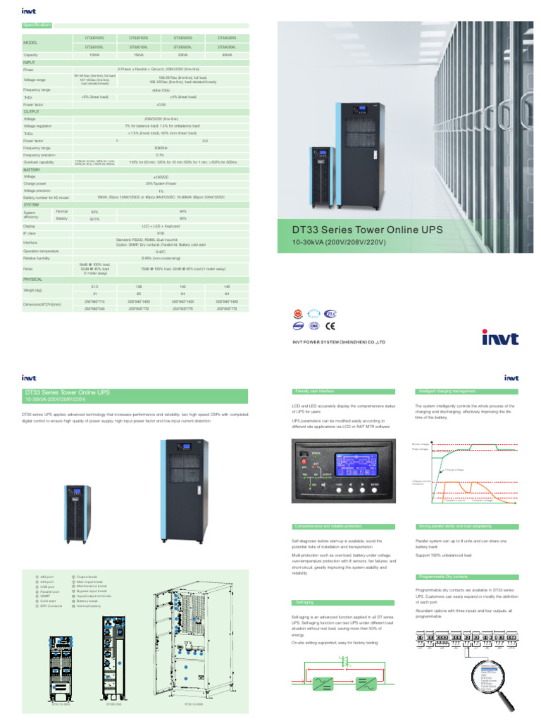 BROCHURE - DT33 10-30kVA - UPS TRIFASICO 220 - INVT | PDF
