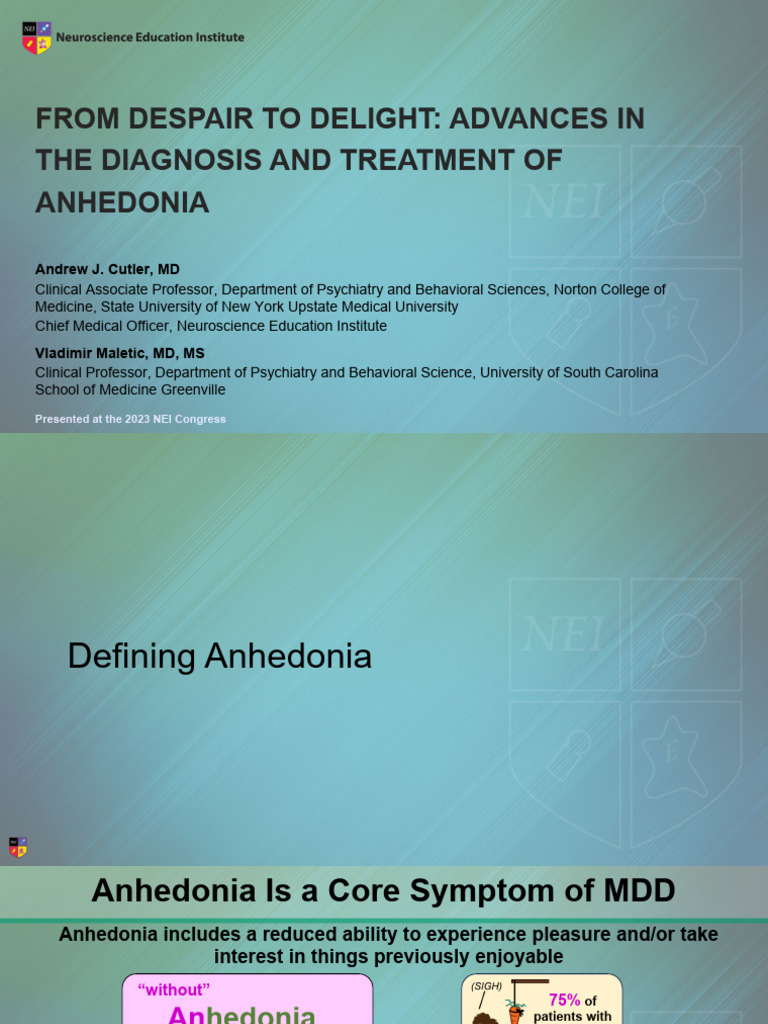 Advances in The Diagnosis and Treatment of Anhedonia | PDF | Major ...