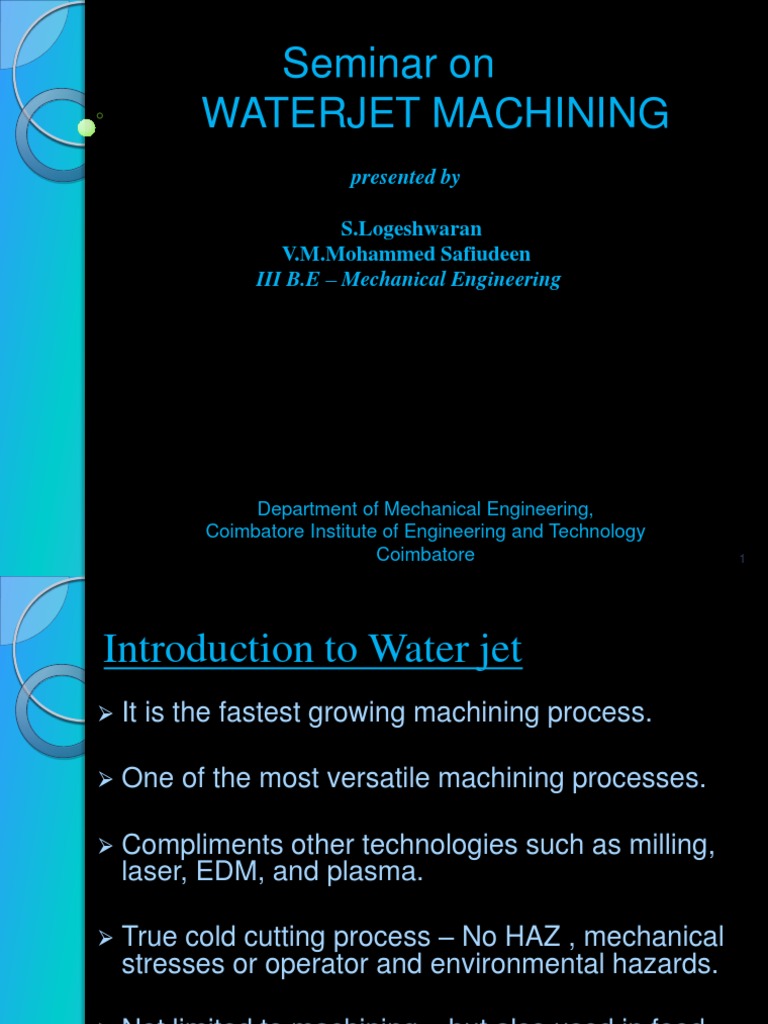 Water Jet Machining | PDF | Machining | Industries