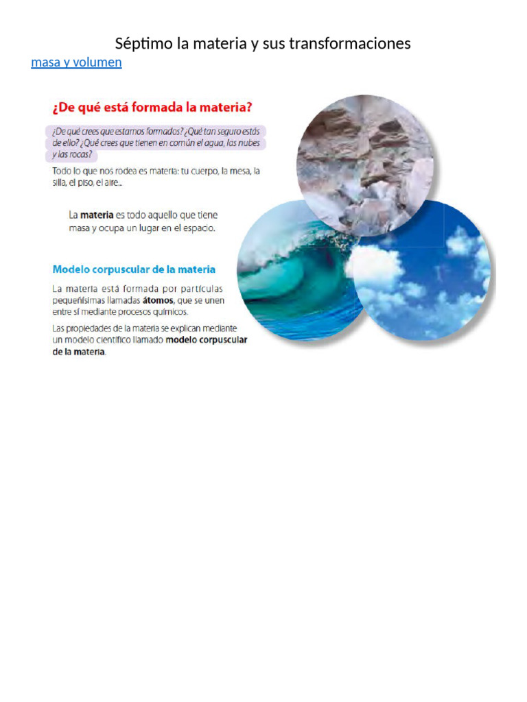 Séptimo La Materia y Sus Transformaciones | PDF