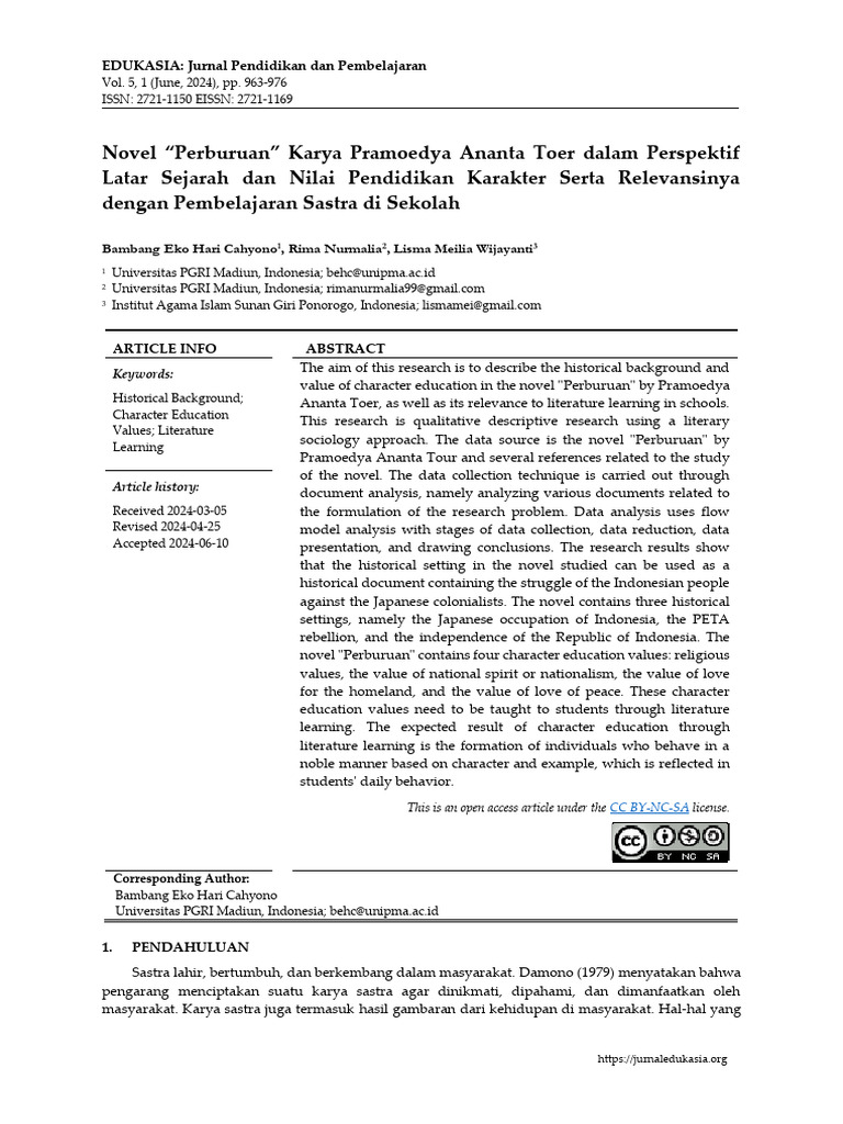 Novel Perburuan Karya Pramoedya Ananta Toer Dalam Pdf