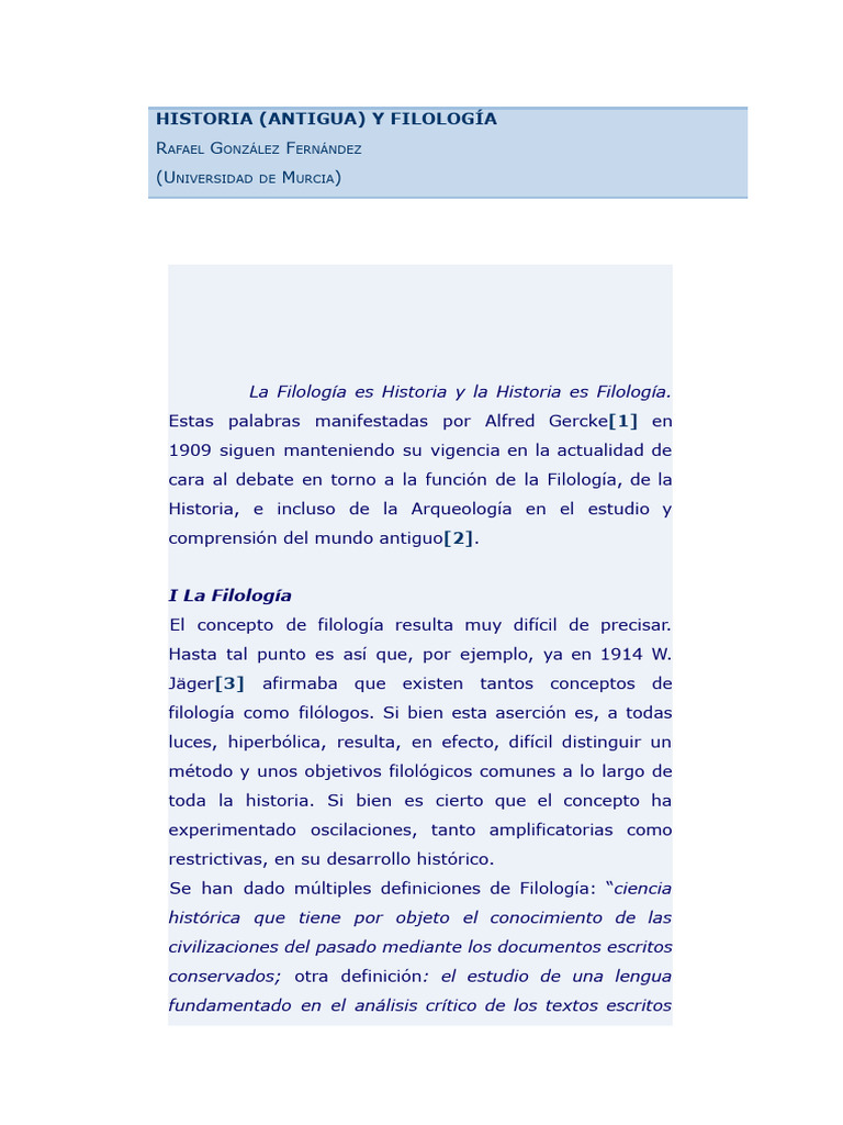 Historia (Antigua) y Filología | PDF