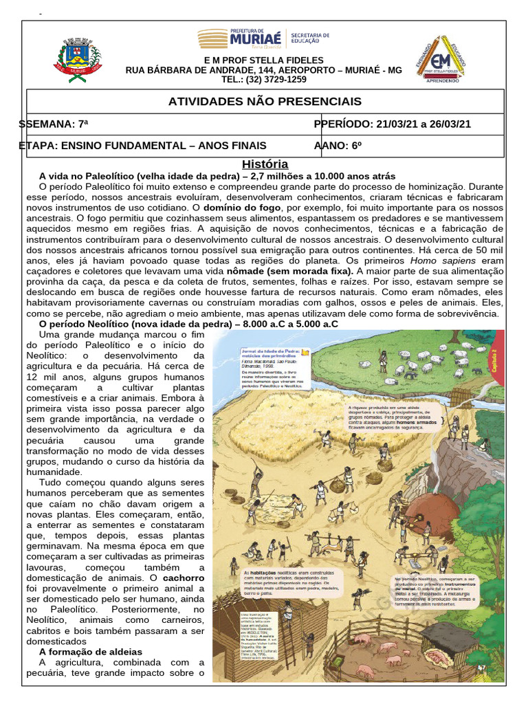 6º Ano História Atividade Semana 7 | PDF