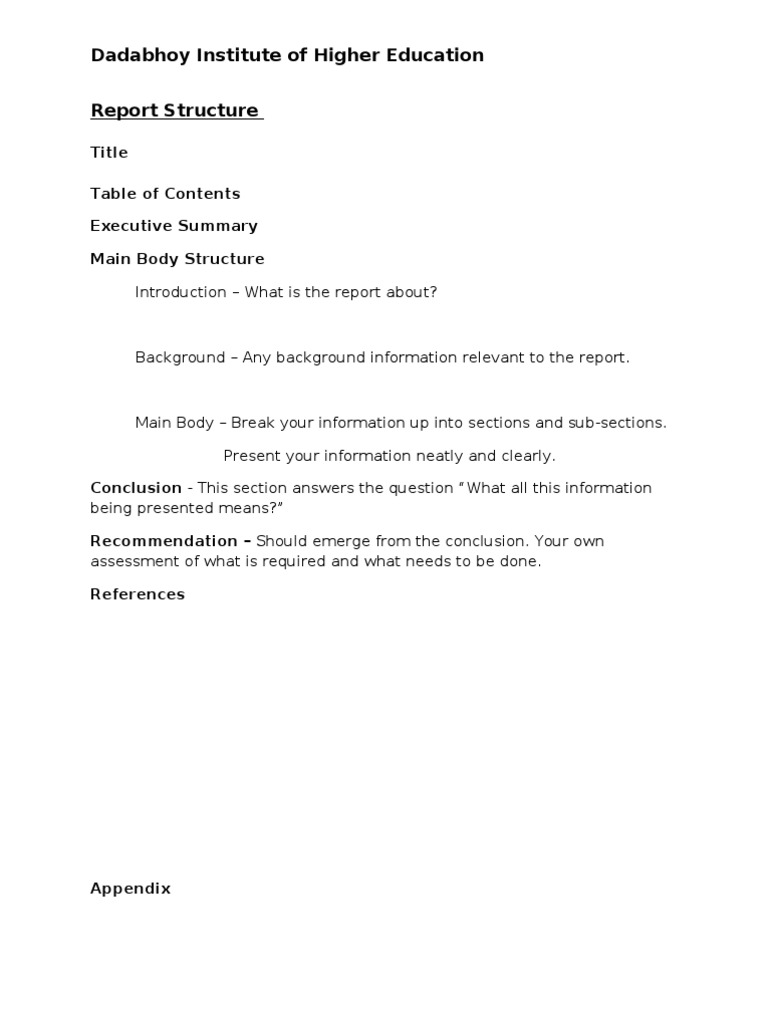 Dadabhoy Institute Report Structure Guide | PDF