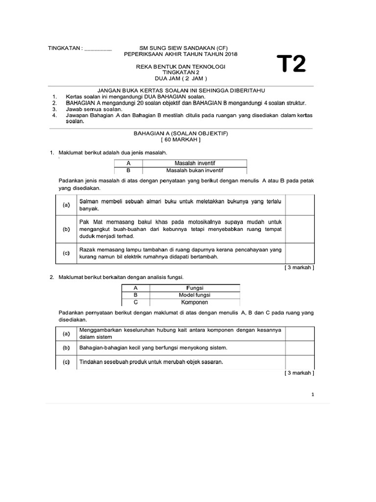 soalan rbt f2 | PDF