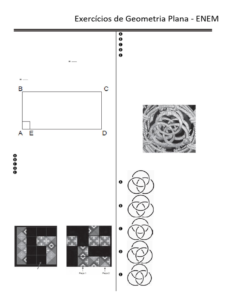 ENEM - Lista de Exercícios - Geometria Plana | PDF