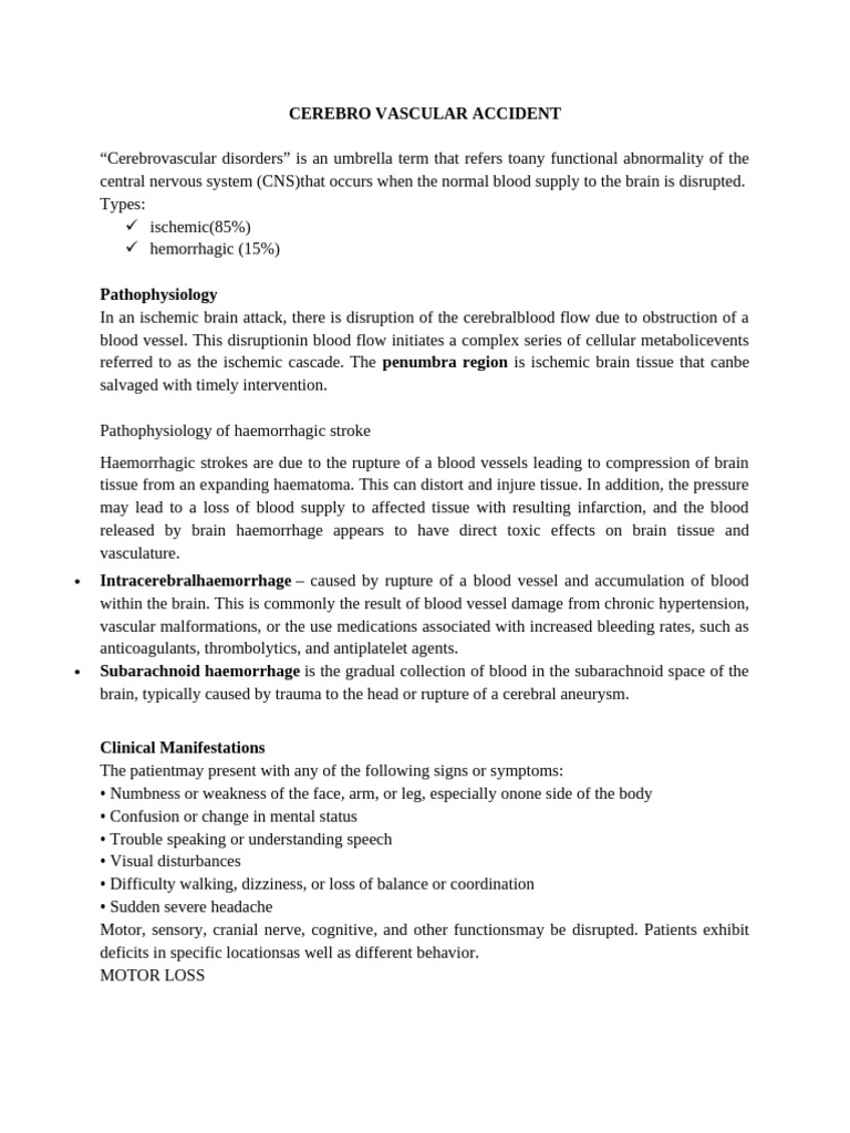 CEREBRO VASCULAR ACCIDENT Final | PDF