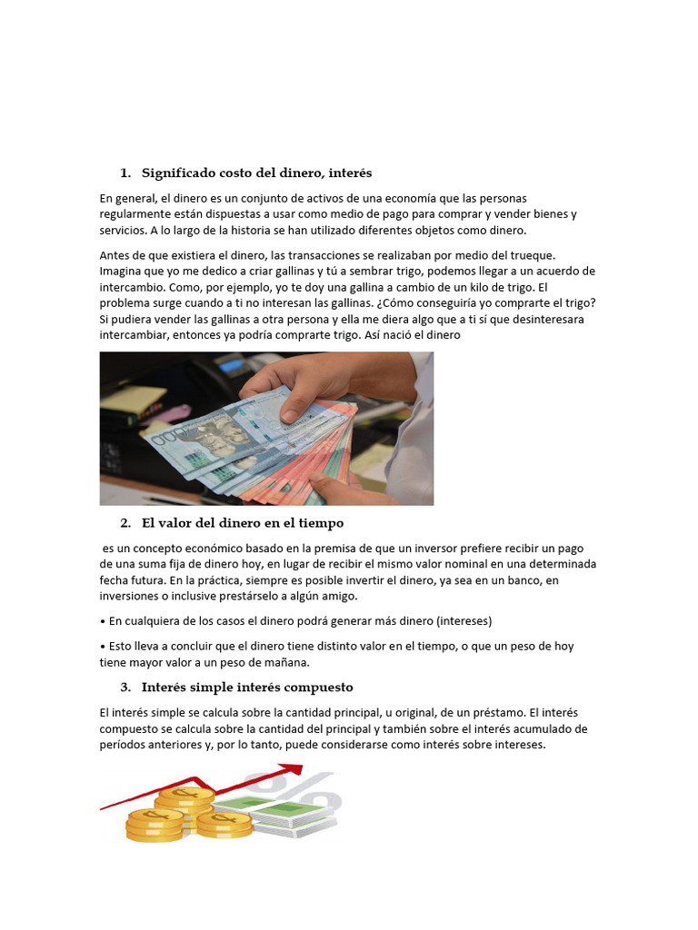 Conceptos Clave de Finanzas y Costo del Dinero | PDF | Interés | Dinero