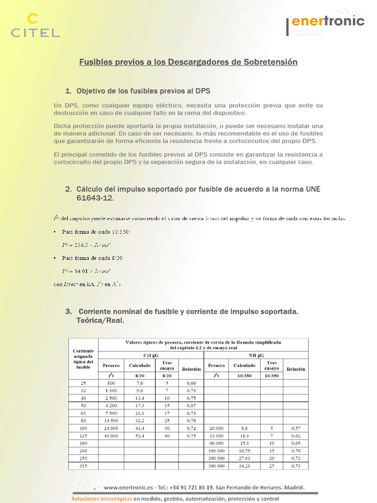 Enertronic Citel - Fusibles Previos A Los Descargadores de Sobretensión ...