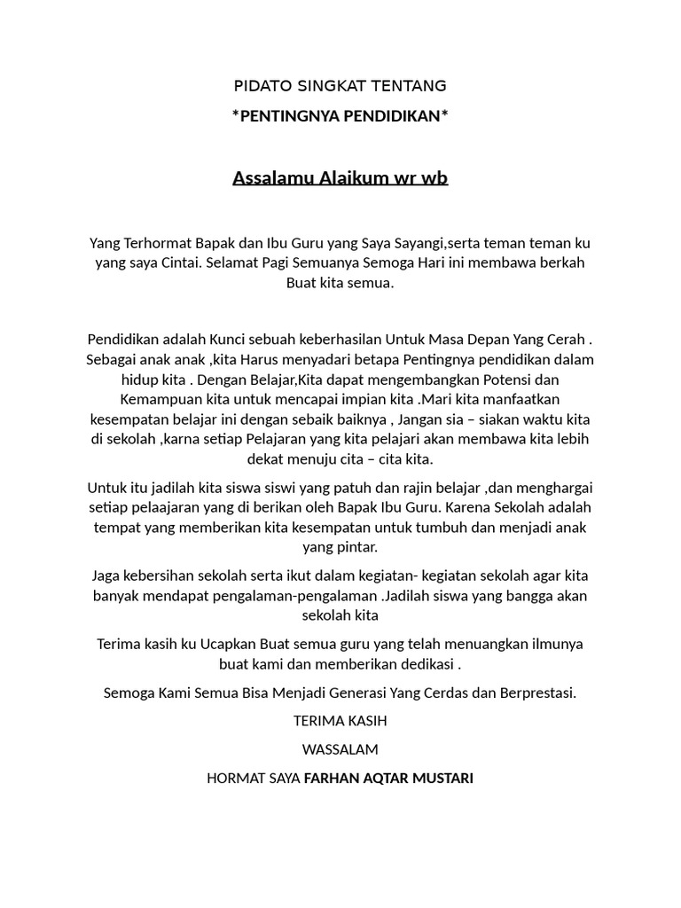 Pidato Singkat Tentang | PDF
