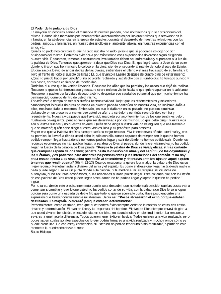 El Poder de La Palabra de Dios | PDF