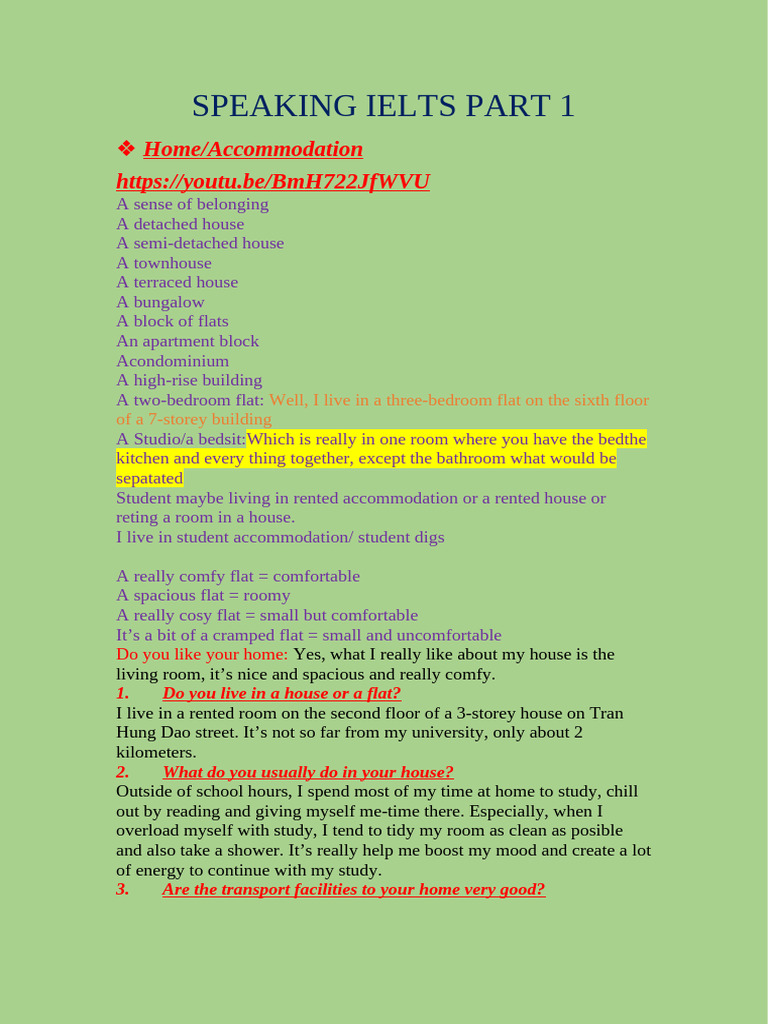 Speaking Ielts Part 1 Pdf