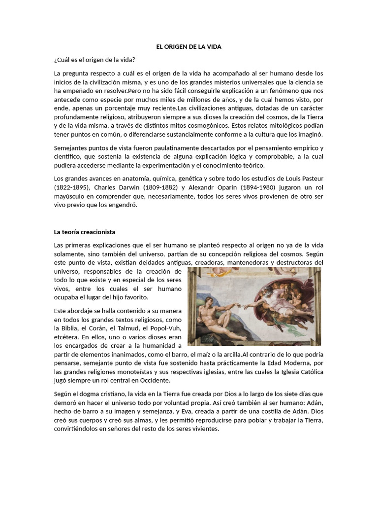 El Origen de La Vida | PDF