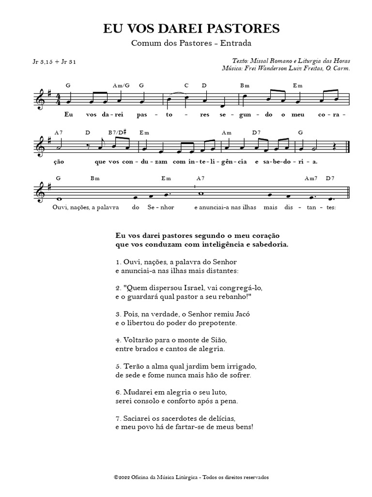 Eu Vos Darei Pastores (Comum Dos Pastores - Entrada) | PDF