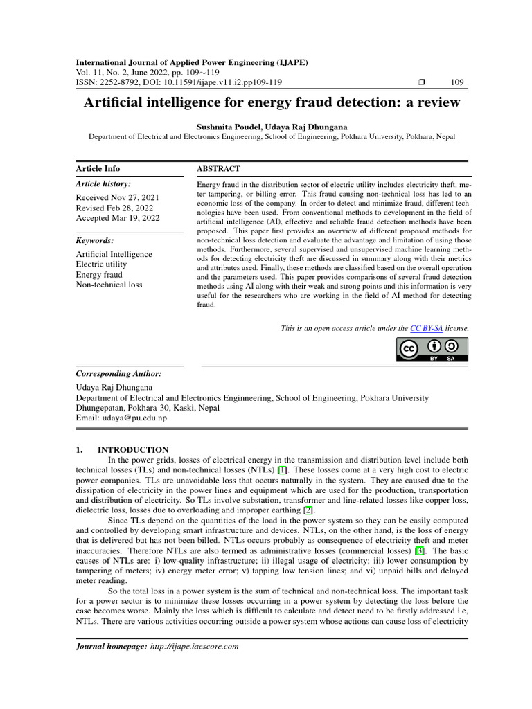 Artificial Intelligence For Energy Fraud Detection: A Review | PDF ...