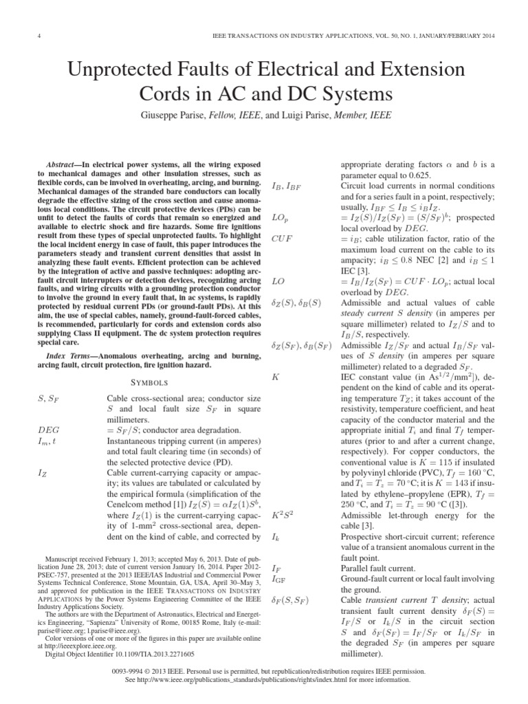 Unprotected Faults of Electrical and Extension Cords in AC and DC ...