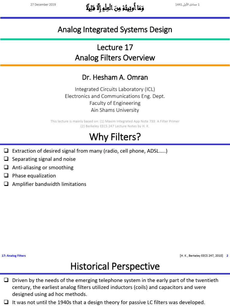 Asys Lec 17 Filters v01 | PDF